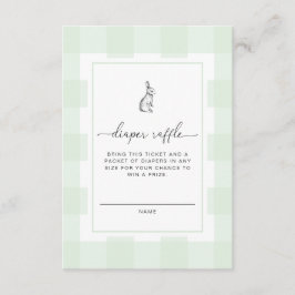 Tarjeta De Recepción Gabinete de boletos Green Gingham Bunny Diaper Raf