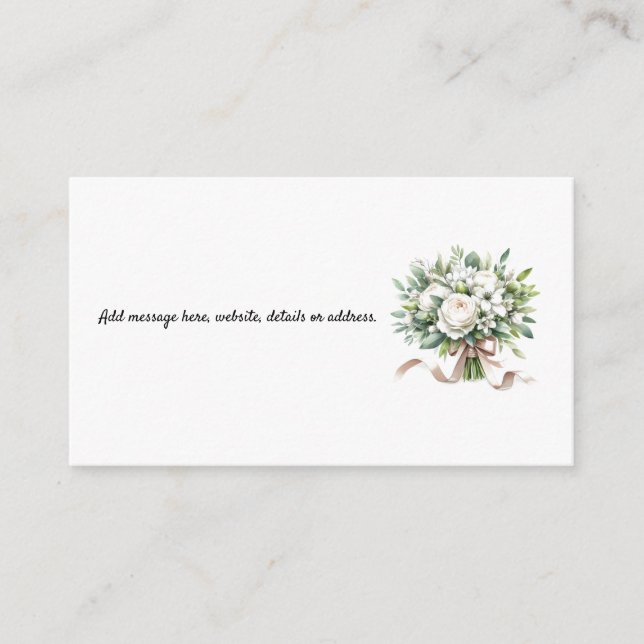 Tarjeta De Recepción Gabinete de Bouquet floral de Hydrangeas blancas (Anverso)
