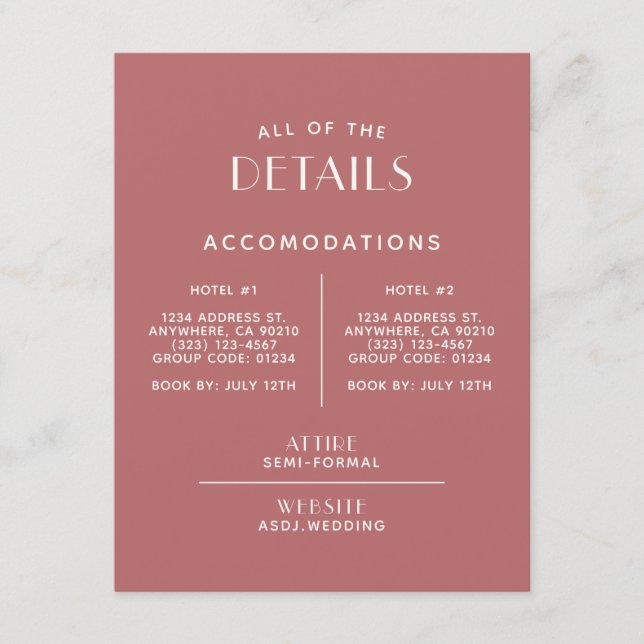 Tarjeta De Recepción Gabinete de detalles de Bodas mínimos simples y li (Anverso)