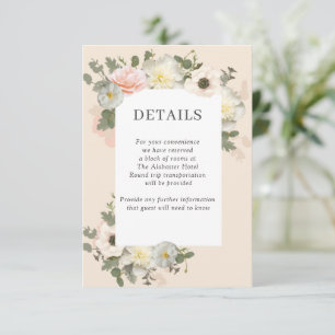 Tarjeta De Recepción Gabinete de detalles de Peony y Anemone Boda Rubor