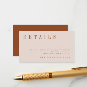 Tarjeta De Recepción Gabinete de detalles del Boda del Naranja quemado