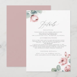 Tarjeta De Recepción Gabinete de detalles del Boda Dusty Rosa