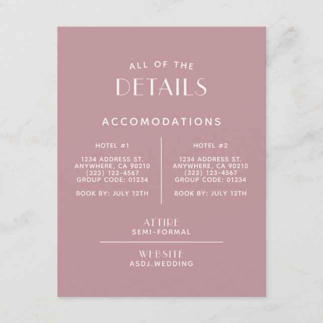 Tarjeta De Recepción Gabinete de detalles del Boda Rubor Ecru sencillo  (Anverso)