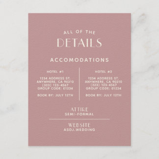 Tarjeta De Recepción Gabinete de detalles del Boda Rubor Ecru sencillo