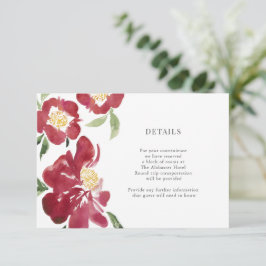 Tarjeta De Recepción Gabinete de detalles sobre las flores de color de 