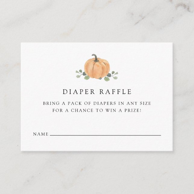 Tarjeta De Recepción Gabinete de Diaper Raffle | Calabaza acuática de o (Anverso)