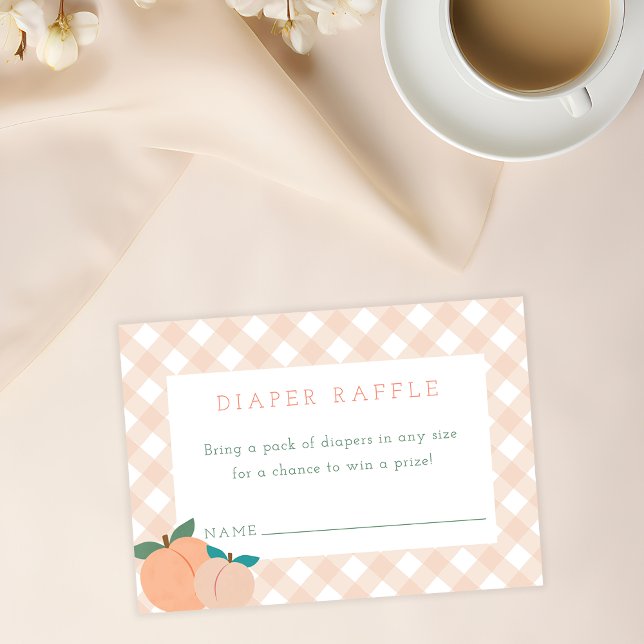 Tarjeta De Recepción Gabinete de Diaper Raffle | Peach Dulce (Diaper Raffle enclosure card for our Peach Baby Shower)