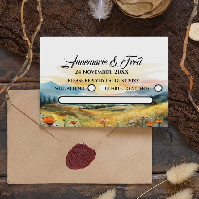 Tarjeta De Recepción Gabinete de Flor Silvestre de Montaña RSVP QR Code (Subido por el creador)