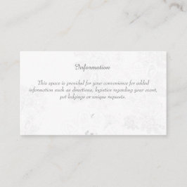 Tarjeta De Recepción Gabinete de información del boda (floral blanca)