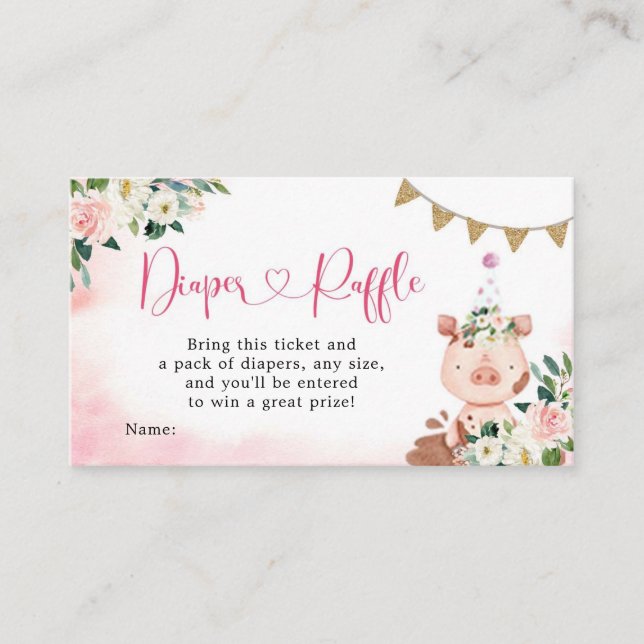 Tarjeta De Recepción Gabinete de pañales Baby Shower Diaper Raffle de l (Anverso)