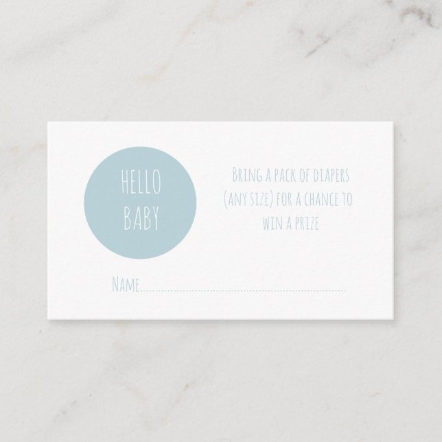 Tarjeta De Recepción Gabinete de pañales de Baby Shower azul moderno (Anverso)