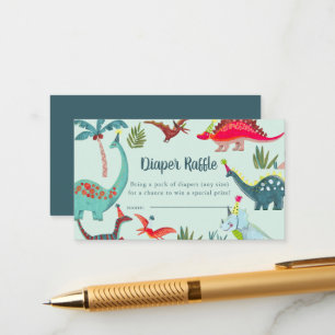 Tarjeta De Recepción Gabinete de pañales de dinosaurio azul Baby Shower