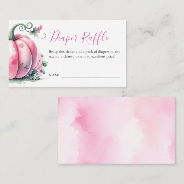 Tarjeta De Recepción Gabinete de Raffle de Calabaza Rosa Caída (Anverso / Reverso)