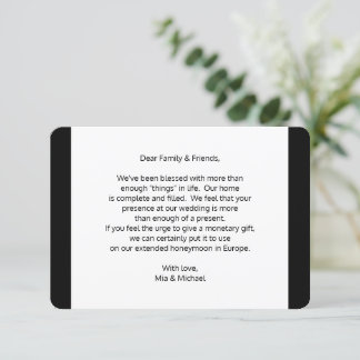 Tarjeta De Recepción Gabinete de regalo de boda que desea dinero bueno
