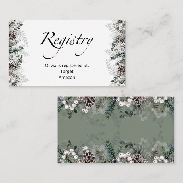 Tarjeta De Recepción Gabinete de registro de bebés de invierno (Anverso / Reverso)