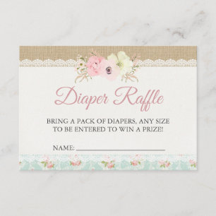 Tarjeta De Recepción Gabinete de Shabby Chic Baby Shower Diaper Raffle
