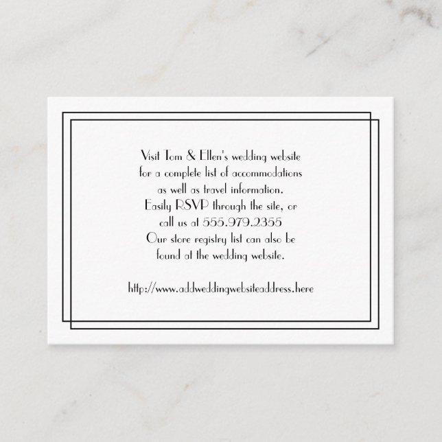 Tarjeta De Recepción Gabinete de sitio web de Bodas florales blancos y  (Anverso)