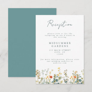 Tarjeta De Recepción Gabinete elegante de detalles del Boda de flores s