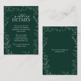 Tarjeta De Recepción Gabinete elegante de detalles del Boda verde esmer