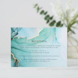 Tarjeta De Recepción Gabinete formal de Boda turquesa y negro