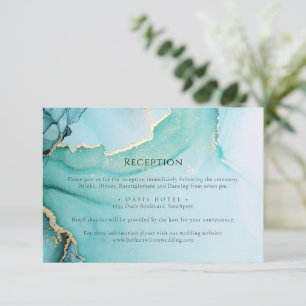 Tarjeta De Recepción Gabinete formal de Boda turquesa y negro