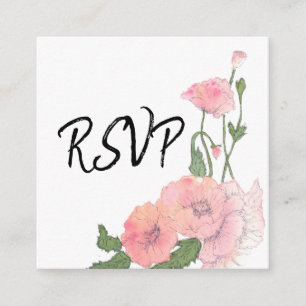 Tarjeta De Recepción Gabinete RSVP - Guión manuscrito / Floral rosa