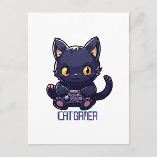 Tarjeta De Recepción Gamer de gatos