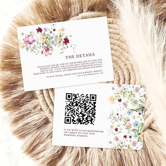 Tarjeta De Recepción Garden Floral Wedding QR Code Details  (Subido por el creador)