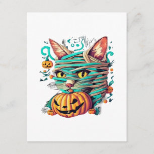 Tarjeta De Recepción Gata Momia Divertida Halloween