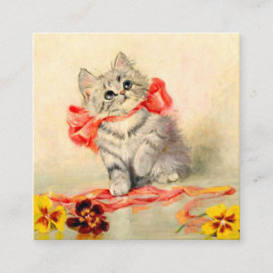 Tarjeta De Recepción Gatito con cinta roja