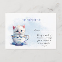 Gatito en la Copa Flores Azules Baby Shower