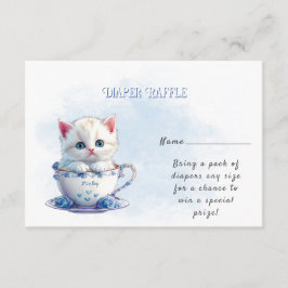 Tarjeta De Recepción Gatito en la Copa Flores Azules Baby Shower