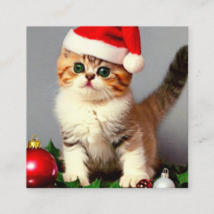 Tarjeta De Recepción Gatito vintage de Navidad en Santa Hat