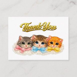 Tarjeta De Recepción Gatitos al Estilo Victoriano Cintas y Encaje Graci