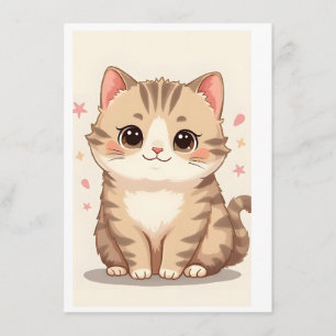 Tarjeta De Recepción Gato brillante: Kawaii dulce arte gatito para cual