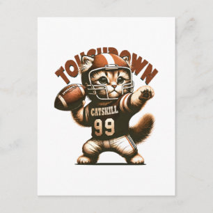 Tarjeta De Recepción Gato de Fútbol Americano - Purrfección de Touchdow
