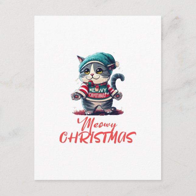 Tarjeta De Recepción Gato de Navidad  (Anverso)