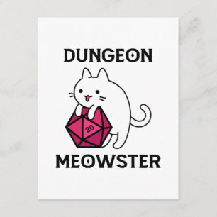 Tarjeta De Recepción Gato Dungeon Meowster Divertido