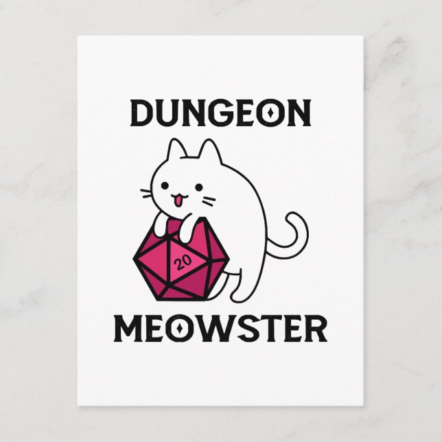 Tarjeta De Recepción Gato Dungeon Meowster Divertido (Anverso)