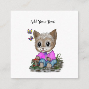 Tarjeta De Recepción Gato Gatito Bonito y Mariposa