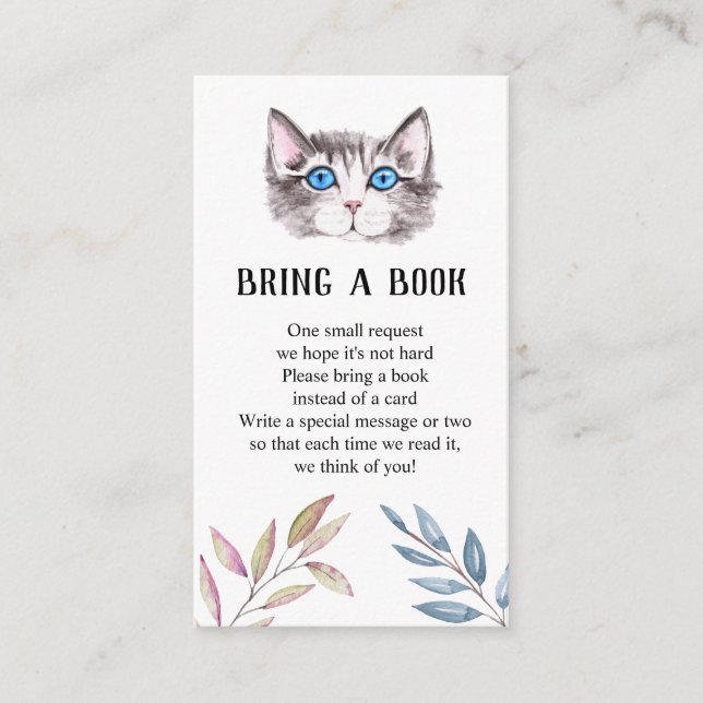 Tarjeta De Recepción Gato gatito gatito gatito Baby Shower trae un libr (Anverso)