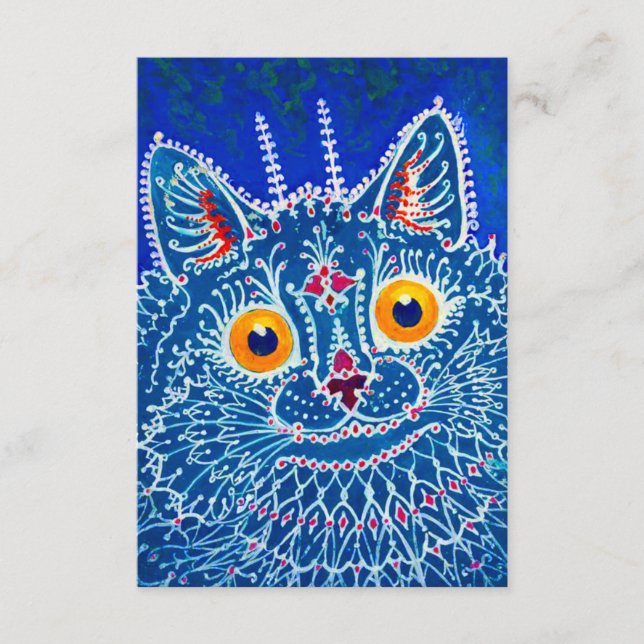 Tarjeta De Recepción Gato gótico azul (Anverso)