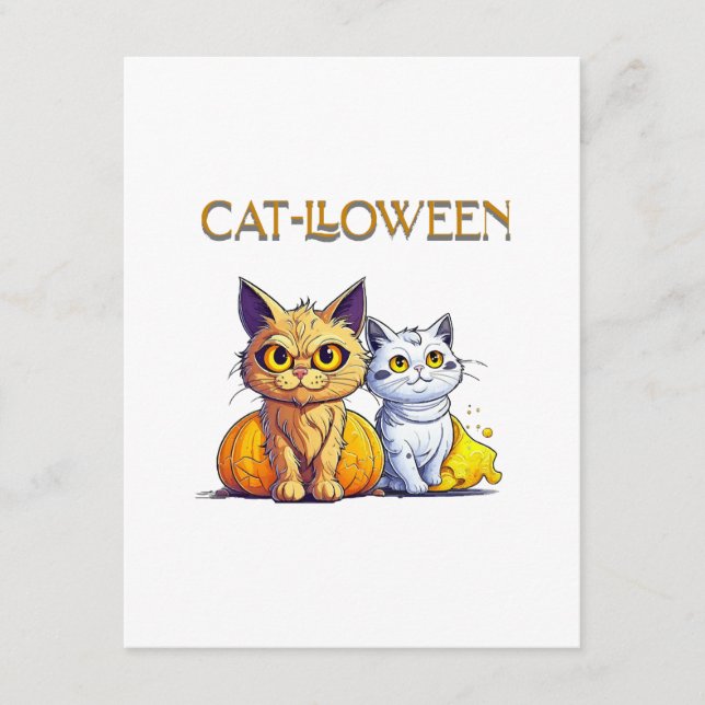 Tarjeta De Recepción Gato Halloween  (Anverso)
