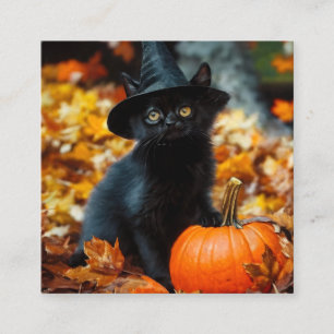 Tarjeta De Recepción Gato negro de Halloween y calabaza