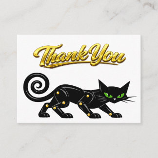 Tarjeta De Recepción Gato negro futurista atómico Steampunk Gracias
