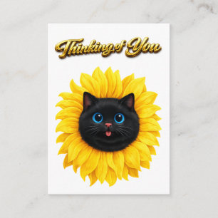 Tarjeta De Recepción Gato negro lindo girasol Cara Pensando en ti