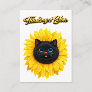 Tarjeta De Recepción Gato negro lindo girasol Cara Pensando en ti