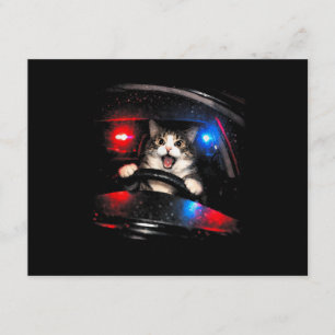 Tarjeta De Recepción Gato Policía Divertido Conduciendo Coche Meme de G