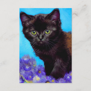 Tarjeta De Recepción Gato Van Gogh y flores