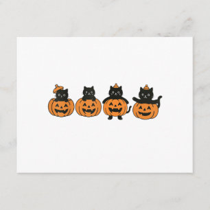 Tarjeta De Recepción Gato vintage de los 90 Halloween Calabaza Gato Neg